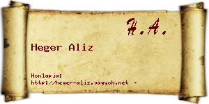 Heger Aliz névjegykártya